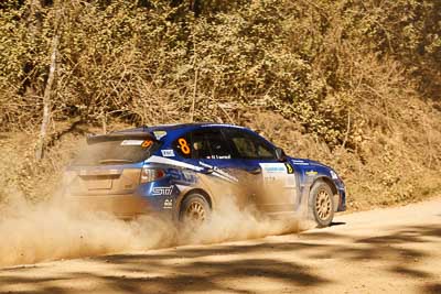 8;15-May-2011;8;APRC;Asia-Pacific-Rally-Championship;Australia;IROQ;Imbil;International-Rally-Of-Queensland;Jean‒Louis-Leyraud;Malcom-Peden;QLD;Queensland;Subaru-Impreza-WRX-STI;Sunshine-Coast;auto;motorsport;racing;special-stage;telephoto