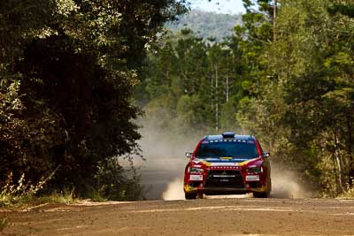 13;13;15-May-2011;APRC;Asia-Pacific-Rally-Championship;Australia;Hao-Yuan;Hongyu-Pan;IROQ;Imbil;International-Rally-Of-Queensland;Mitsubishi-Lancer-Evolution-X;QLD;Queensland;Soueast-Motor-Kumho-Team;Sunshine-Coast;auto;motorsport;racing;special-stage;telephoto