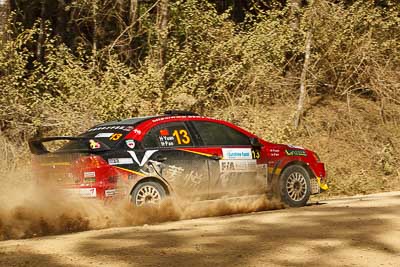 13;13;15-May-2011;APRC;Asia-Pacific-Rally-Championship;Australia;Hao-Yuan;Hongyu-Pan;IROQ;Imbil;International-Rally-Of-Queensland;Mitsubishi-Lancer-Evolution-X;QLD;Queensland;Soueast-Motor-Kumho-Team;Sunshine-Coast;auto;motorsport;racing;special-stage;telephoto