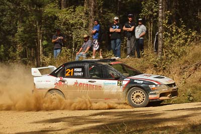 21;15-May-2011;21;ARC;Australia;Australian-Rally-Championship;IROQ;Imbil;International-Rally-Of-Queensland;Lee-Tierney;Mark-Pedder;Mitsubishi-Lancer-Evolution-IX;Pedders-Suspension;QLD;Queensland;Sunshine-Coast;auto;motorsport;racing;special-stage;telephoto