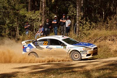 22;15-May-2011;22;ARC;Australia;Australian-Rally-Championship;IROQ;Imbil;International-Rally-Of-Queensland;John-McCarthy;Mitsubishi-Lancer-Evolution-X;QLD;Queensland;Sachs-Rally-Team;Steven-Shepheard;Sunshine-Coast;auto;motorsport;racing;special-stage;telephoto