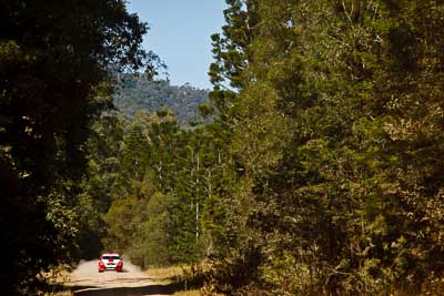 23;15-May-2011;23;ARC;Australia;Australian-Rally-Championship;Eli-Evans;Glen-Weston;Honda-Civic-Type-R;IROQ;Imbil;International-Rally-Of-Queensland;QLD;Queensland;Sunshine-Coast;auto;motorsport;racing;special-stage;telephoto