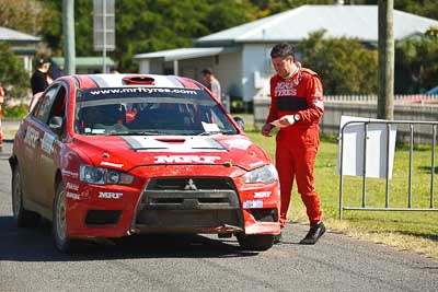 15-May-2011;APRC;Asia-Pacific-Rally-Championship;Australia;Glen-Macneall;IROQ;Imbil;International-Rally-Of-Queensland;Mitsubishi-Lancer-Evolution-X;QLD;Queensland;Sunshine-Coast;Team-MRF;auto;motorsport;portrait;racing;service-park;telephoto