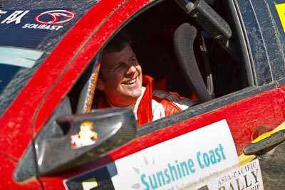 15-May-2011;APRC;Asia-Pacific-Rally-Championship;Australia;IROQ;Imbil;International-Rally-Of-Queensland;Mark-Higgins;QLD;Queensland;Sunshine-Coast;auto;in‒car;motorsport;portrait;racing;service-park;telephoto