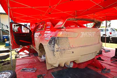 3;15-May-2011;3;APRC;Asia-Pacific-Rally-Championship;Australia;Gaurav-Gill;Glen-Macneall;IROQ;Imbil;International-Rally-Of-Queensland;Mitsubishi-Lancer-Evolution-X;QLD;Queensland;Sunshine-Coast;Team-MRF;auto;motorsport;racing;service-park;wide-angle