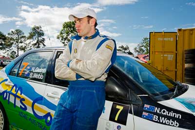 15-May-2011;APRC;Asia-Pacific-Rally-Championship;Australia;IROQ;Imbil;International-Rally-Of-Queensland;Mitsubishi-Lancer-Evolution-IX;Nathan-Quinn;QLD;Queensland;Sunshine-Coast;Topshot;auto;motorsport;portrait;racing;service-park;wide-angle