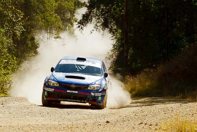 8;15-May-2011;8;APRC;Asia-Pacific-Rally-Championship;Australia;IROQ;Imbil;International-Rally-Of-Queensland;Jean‒Louis-Leyraud;Malcom-Peden;QLD;Queensland;Subaru-Impreza-WRX-STI;Sunshine-Coast;auto;motorsport;racing;special-stage;telephoto