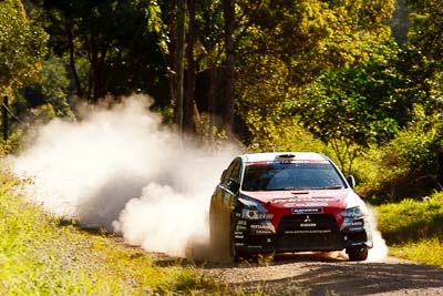 6;15-May-2011;6;APRC;Asia-Pacific-Rally-Championship;Australia;IROQ;Imbil;International-Rally-Of-Queensland;Mitsubishi-Lancer-Evolution-IX;Pertamina-Cusco-Racing;QLD;Queensland;Rifat-Sungkar;Scott-Beckwith;Sunshine-Coast;auto;motorsport;racing;special-stage;telephoto