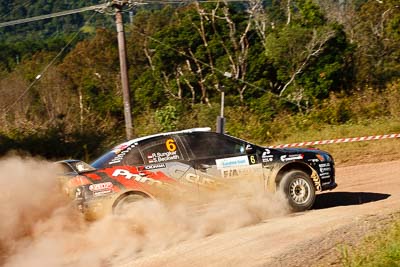 6;15-May-2011;6;APRC;Asia-Pacific-Rally-Championship;Australia;IROQ;Imbil;International-Rally-Of-Queensland;Mitsubishi-Lancer-Evolution-IX;Pertamina-Cusco-Racing;QLD;Queensland;Rifat-Sungkar;Scott-Beckwith;Sunshine-Coast;auto;motorsport;racing;special-stage;telephoto