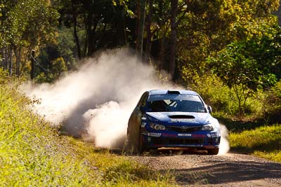 8;15-May-2011;8;APRC;Asia-Pacific-Rally-Championship;Australia;IROQ;Imbil;International-Rally-Of-Queensland;Jean‒Louis-Leyraud;Malcom-Peden;QLD;Queensland;Subaru-Impreza-WRX-STI;Sunshine-Coast;auto;motorsport;racing;special-stage;telephoto