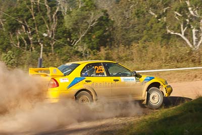 25;15-May-2011;25;ARC;Australia;Australian-Rally-Championship;Hugh-Reardon‒Smith;IROQ;Imbil;International-Rally-Of-Queensland;John-Goasdoue;Mitsubishi-Lancer-Evolution-VI;QLD;Queensland;Sunshine-Coast;auto;motorsport;racing;special-stage;telephoto