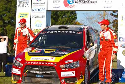 5;15-May-2011;5;APRC;Asia-Pacific-Rally-Championship;Australia;IROQ;Ieuan-Thomas;Imbil;International-Rally-Of-Queensland;Mark-Higgins;Mitsubishi-Lancer-Evolution-X;QLD;Queensland;Soueast-Motor-Kumho-Team;Sunshine-Coast;auto;motorsport;podium;racing;telephoto