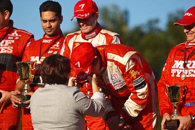 15-May-2011;APRC;Asia-Pacific-Rally-Championship;Australia;IROQ;Imbil;International-Rally-Of-Queensland;Mark-Higgins;QLD;Queensland;Sunshine-Coast;auto;motorsport;podium;portrait;racing;telephoto