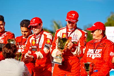 15-May-2011;APRC;Asia-Pacific-Rally-Championship;Australia;IROQ;Ieuan-Thomas;Imbil;International-Rally-Of-Queensland;Mark-Higgins;Mark-Stacey;QLD;Queensland;Sunshine-Coast;auto;motorsport;podium;portrait;racing;telephoto