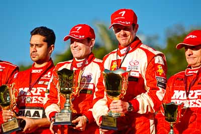 15-May-2011;APRC;Asia-Pacific-Rally-Championship;Australia;IROQ;Imbil;International-Rally-Of-Queensland;Mark-Higgins;QLD;Queensland;Sunshine-Coast;auto;motorsport;podium;portrait;racing;telephoto