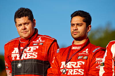 15-May-2011;APRC;Asia-Pacific-Rally-Championship;Australia;Gaurav-Gill;IROQ;Imbil;International-Rally-Of-Queensland;QLD;Queensland;Sunshine-Coast;auto;motorsport;podium;portrait;racing;telephoto