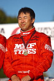 15-May-2011;APRC;Asia-Pacific-Rally-Championship;Australia;IROQ;Imbil;International-Rally-Of-Queensland;Katsu-Taguchi;QLD;Queensland;Sunshine-Coast;auto;motorsport;podium;portrait;racing;telephoto