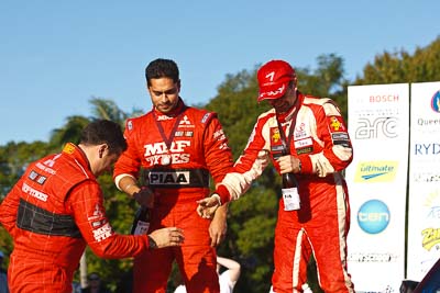 15-May-2011;APRC;Asia-Pacific-Rally-Championship;Australia;Gaurav-Gill;IROQ;Ieuan-Thomas;Imbil;International-Rally-Of-Queensland;QLD;Queensland;Sunshine-Coast;auto;motorsport;podium;portrait;racing;telephoto