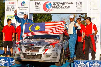 15;15-May-2011;APRC;Asia-Pacific-Rally-Championship;Australia;IROQ;Imbil;International-Rally-Of-Queensland;Karamjit-Singh;Proton-Cusco-Rally-Team;Proton-Satria-Neo;QLD;Queensland;Sunshine-Coast;Vivek-Ponnusamy;auto;motorsport;podium;racing;telephoto