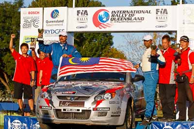 15;15-May-2011;APRC;Asia-Pacific-Rally-Championship;Australia;IROQ;Imbil;International-Rally-Of-Queensland;Karamjit-Singh;Proton-Cusco-Rally-Team;Proton-Satria-Neo;QLD;Queensland;Sunshine-Coast;Vivek-Ponnusamy;auto;motorsport;podium;racing;telephoto