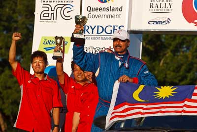 15-May-2011;APRC;Asia-Pacific-Rally-Championship;Australia;IROQ;Imbil;International-Rally-Of-Queensland;Karamjit-Singh;QLD;Queensland;Sunshine-Coast;auto;motorsport;podium;racing;telephoto