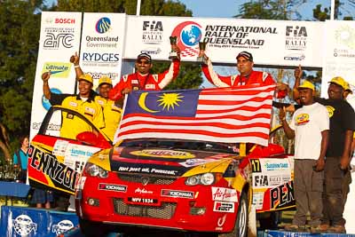 17;15-May-2011;17;APRC;Asia-Pacific-Rally-Championship;Australia;Gunaseelan-Rajoo;IROQ;Imbil;International-Rally-Of-Queensland;Jagdev-Singh;Pennzoil-GSR-Racing-Team;Proton-Satria-Neo;QLD;Queensland;Sunshine-Coast;auto;motorsport;podium;racing;telephoto