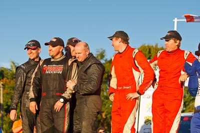 15-May-2011;ARC;Activ-RallySport;Australia;Australian-Rally-Championship;IROQ;Imbil;International-Rally-Of-Queensland;John-Allen;Justin-Dowel;Lee-Tierney;Matt-Lee;QLD;Queensland;Ryan-Smart;Sunshine-Coast;auto;motorsport;podium;racing;telephoto