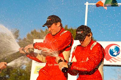 15-May-2011;ARC;Australia;Australian-Rally-Championship;IROQ;Imbil;International-Rally-Of-Queensland;John-Allen;QLD;Queensland;Ryan-Smart;Sunshine-Coast;auto;motorsport;podium;racing;telephoto