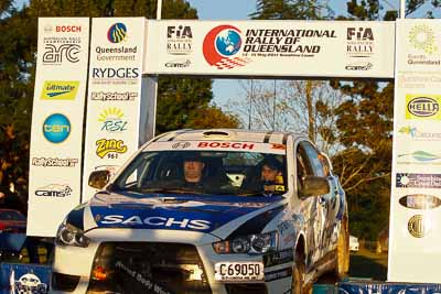 22;15-May-2011;22;ARC;Australia;Australian-Rally-Championship;IROQ;Imbil;International-Rally-Of-Queensland;John-McCarthy;Mitsubishi-Lancer-Evolution-X;QLD;Queensland;Sachs-Rally-Team;Steven-Shepheard;Sunshine-Coast;auto;motorsport;podium;racing;telephoto