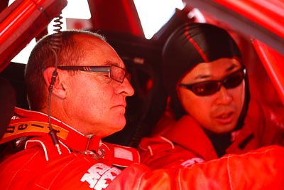 15-July-2011;APRC;Asia-Pacific-Rally-Championship;International-Rally-Of-Whangarei;Mark-Stacey;NZ;New-Zealand;Northland;Rally;Whangarei;auto;garage;motorsport;portrait;pre‒event;racing;service-park;telephoto