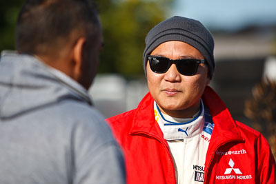 15-July-2011;APRC;Asia-Pacific-Rally-Championship;International-Rally-Of-Whangarei;NZ;New-Zealand;Northland;Rally;Subhan-Aksa;Whangarei;auto;garage;motorsport;portrait;pre‒event;racing;service-park;telephoto