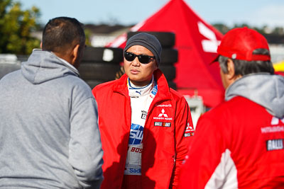 15-July-2011;APRC;Asia-Pacific-Rally-Championship;International-Rally-Of-Whangarei;NZ;New-Zealand;Northland;Rally;Subhan-Aksa;Whangarei;auto;garage;motorsport;portrait;pre‒event;racing;service-park;telephoto