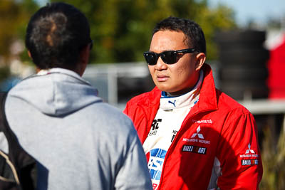 15-July-2011;APRC;Asia-Pacific-Rally-Championship;International-Rally-Of-Whangarei;NZ;New-Zealand;Northland;Rally;Subhan-Aksa;Whangarei;auto;garage;motorsport;portrait;pre‒event;racing;service-park;telephoto