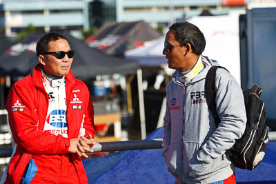 15-July-2011;APRC;Asia-Pacific-Rally-Championship;Hade-Mboi;International-Rally-Of-Whangarei;NZ;New-Zealand;Northland;Rally;Whangarei;auto;garage;motorsport;portrait;pre‒event;racing;service-park;telephoto