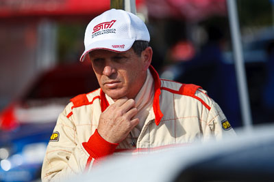 15-July-2011;APRC;Asia-Pacific-Rally-Championship;International-Rally-Of-Whangarei;NZ;New-Zealand;Northland;Rally;Thierry-Song;Whangarei;auto;garage;motorsport;portrait;pre‒event;racing;service-park;telephoto