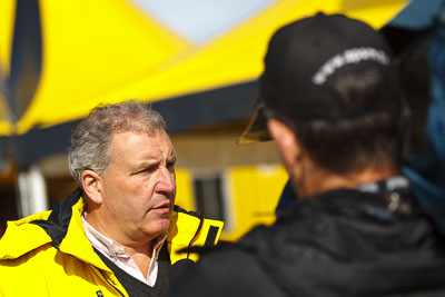 15-July-2011;APRC;Asia-Pacific-Rally-Championship;Chris-Mellors;International-Rally-Of-Whangarei;NZ;New-Zealand;Northland;Rally;Whangarei;auto;garage;interview;media;motorsport;portrait;pre‒event;racing;service-park;telephoto