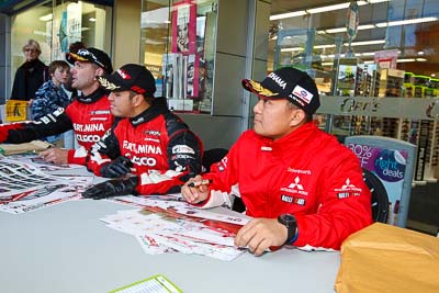 15-July-2011;APRC;Asia-Pacific-Rally-Championship;International-Rally-Of-Whangarei;NZ;New-Zealand;Northland;Rally;Subhan-Aksa;Whangarei;auto;autograph;fans;garage;motorsport;portrait;pre‒event;racing;spectators;start;wide-angle