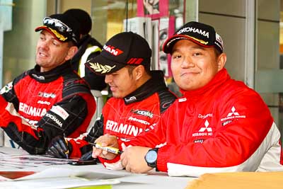 15-July-2011;APRC;Asia-Pacific-Rally-Championship;International-Rally-Of-Whangarei;NZ;New-Zealand;Northland;Rally;Subhan-Aksa;Whangarei;auto;autograph;fans;garage;motorsport;portrait;pre‒event;racing;spectators;start;telephoto