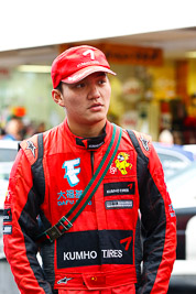 15-July-2011;APRC;Asia-Pacific-Rally-Championship;Hao-Yuan;International-Rally-Of-Whangarei;NZ;New-Zealand;Northland;Rally;Whangarei;auto;garage;motorsport;portrait;pre‒event;racing;start;telephoto