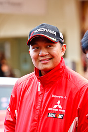 15-July-2011;APRC;Asia-Pacific-Rally-Championship;International-Rally-Of-Whangarei;NZ;New-Zealand;Northland;Rally;Subhan-Aksa;Whangarei;auto;garage;motorsport;portrait;pre‒event;racing;start;telephoto