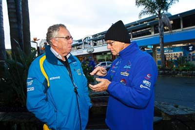 15-July-2011;APRC;Asia-Pacific-Rally-Championship;International-Rally-Of-Whangarei;Jean‒Louis-Leyraud;NZ;New-Zealand;Northland;Rally;Whangarei;auto;garage;motorsport;portrait;pre‒event;racing;start;wide-angle