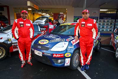 23;15-July-2011;23;APRC;Asia-Pacific-Rally-Championship;Ford-Fiesta-ST;Gunaseelan-Rajoo;International-Rally-Of-Whangarei;Jagdev-Singh;NZ;New-Zealand;Northland;Pennzoil-GSR-Racing-Team;Rally;Whangarei;auto;garage;motorsport;portrait;pre‒event;racing;start;wide-angle