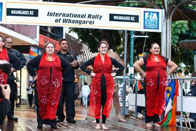 15-July-2011;APRC;Asia-Pacific-Rally-Championship;International-Rally-Of-Whangarei;Maori;NZ;New-Zealand;Northland;Rally;Whangarei;auto;ceremonial-start;ceremony;culture;dance;garage;motorsport;pre‒event;racing;start;telephoto;tradition