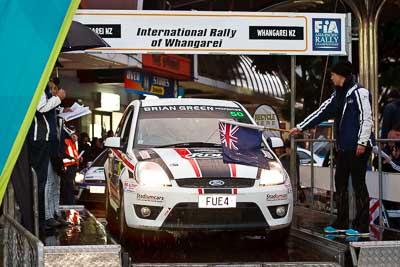 50;15-July-2011;APRC;Asia-Pacific-Rally-Championship;Ford-Fiesta-ST;International-Rally-Of-Whangarei;Josh-Marston;NZ;New-Zealand;Northland;Rally;Sarah-Coatsworth;Whangarei;auto;ceremonial-start;ceremony;garage;motorsport;pre‒event;racing;start;telephoto