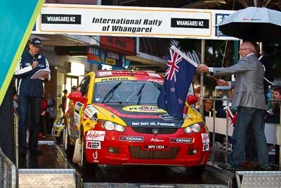 31;15-July-2011;31;APRC;Asia-Pacific-Rally-Championship;International-Rally-Of-Whangarei;Musa-Sherif;NZ;New-Zealand;Northland;Pennzoil-GSR-Racing-Team;Rally;Sanjay-Ram-Takle;Whangarei;auto;ceremonial-start;ceremony;garage;motorsport;pre‒event;racing;start;telephoto