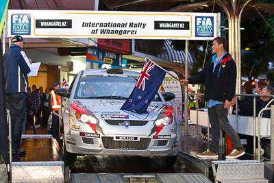 21;15-July-2011;21;APRC;Akira-Bamba;Asia-Pacific-Rally-Championship;International-Rally-Of-Whangarei;NZ;New-Zealand;Northland;Proton-Cusco-Rally-Team;Proton-Satria-Neo;Rally;Takahiro-Yasui;Whangarei;auto;ceremonial-start;ceremony;garage;motorsport;pre‒event;racing;start;telephoto