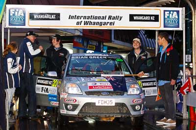 20;15-July-2011;20;APRC;Asia-Pacific-Rally-Championship;Ben-Hunt;Brian-Green-Motorsport;International-Rally-Of-Whangarei;NZ;New-Zealand;Northland;Rally;Tony-Rawstorn;Whangarei;auto;ceremonial-start;ceremony;garage;motorsport;pre‒event;racing;start;telephoto