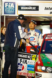 15-July-2011;APRC;Asia-Pacific-Rally-Championship;International-Rally-Of-Whangarei;NZ;New-Zealand;Northland;Rally;Subhan-Aksa;Whangarei;auto;ceremonial-start;ceremony;garage;motorsport;night;pre‒event;racing;start;telephoto