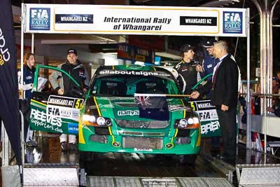 5;15-July-2011;5;APRC;Asia-Pacific-Rally-Championship;Brendan-Reeves;Brian-Green-Motorsport;International-Rally-Of-Whangarei;Mitsubishi-Lancer-Evolution-IX;NZ;New-Zealand;Northland;Rally;Rhianon-Smyth;Whangarei;auto;ceremonial-start;ceremony;garage;motorsport;pre‒event;racing;start;telephoto