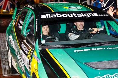 5;15-July-2011;5;APRC;Asia-Pacific-Rally-Championship;Brendan-Reeves;Brian-Green-Motorsport;International-Rally-Of-Whangarei;Mitsubishi-Lancer-Evolution-IX;NZ;New-Zealand;Northland;Rally;Rhianon-Smyth;Whangarei;auto;ceremonial-start;ceremony;garage;motorsport;pre‒event;racing;start;telephoto